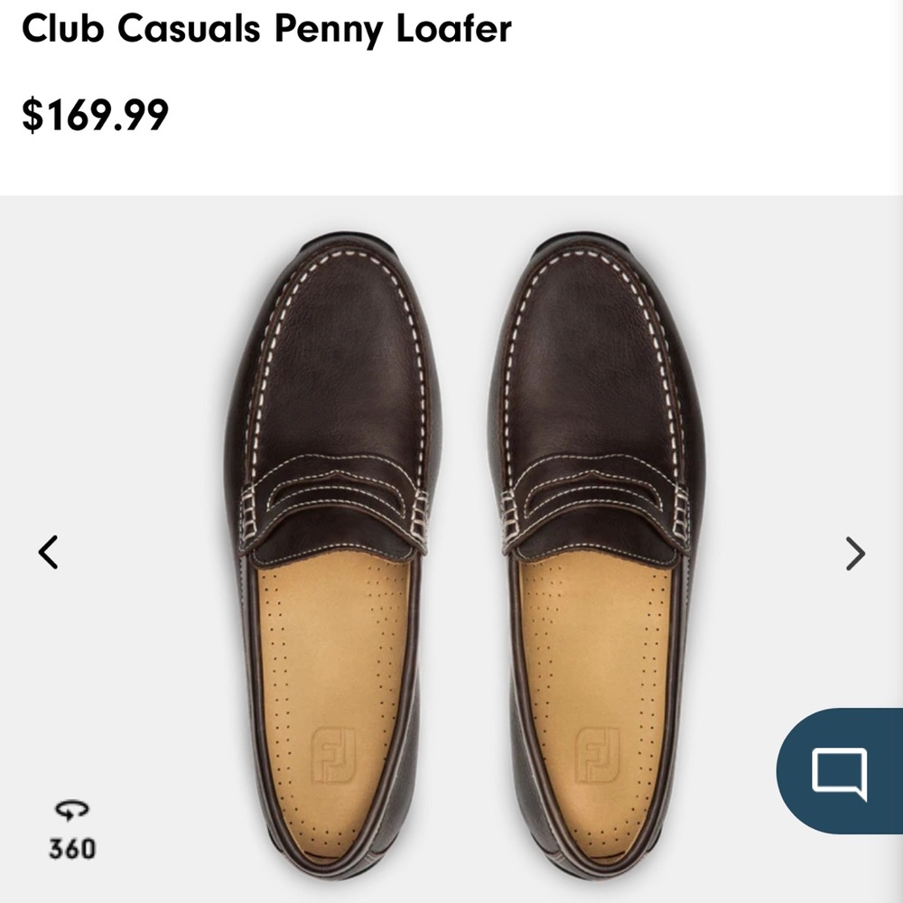 FOOTJOY Men's 9.5 Club Casual Brown Leather Slip On Penny Loafer Golf Shoe 79011